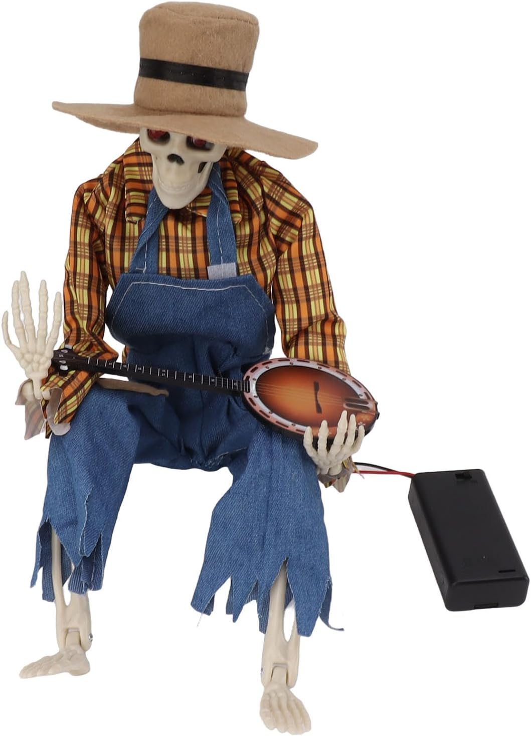 Halloween Cowboy Skull Statue, Luminous Eyeball Lightweight Simulation Details Halloween Cowboy Skeleton Figures for Study 2 pack